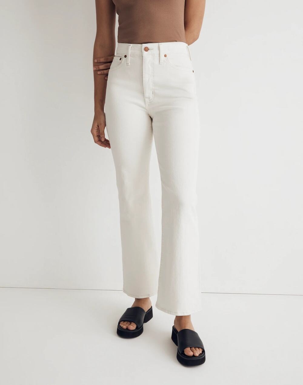 Madewell The Perfect Vintage Flare Crop Jean in Vintage Canvas Cream Size 28